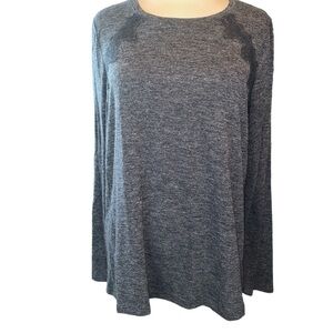 Loft knit top lace panels at shoulder/collarbone long sleeve round neck Sz large